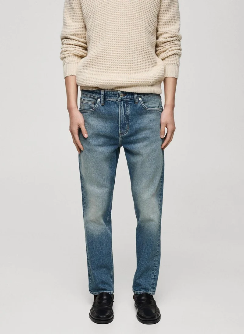 Mango Man ben tapered fit frayed effect jeans